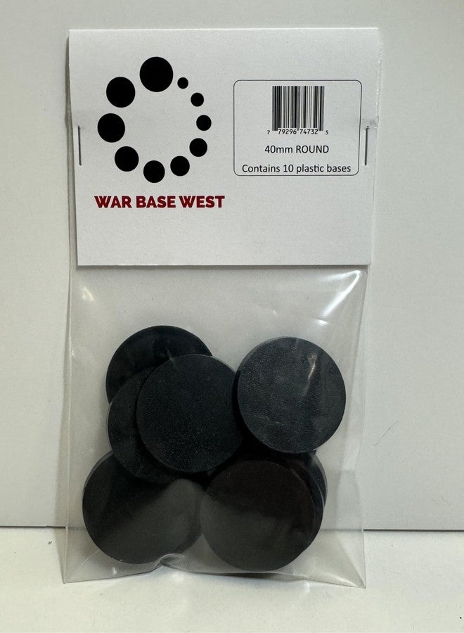 WAR BASE WEST 40mm Round Plastic Gaming Bases, Pack of 10, Compatible with Warhammer 40K and Age of Sigmar - Image 1